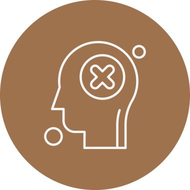  İnsan kafası illüstrasyonunda vektör çapraz simgesi