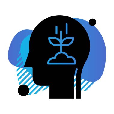  vektör insan başı ve bitki simgesi illüstrasyonu