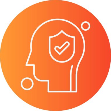  İnsan kafası illüstrasyonunda vektör kalkan simgesi