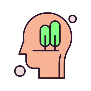 vektör insan başı ve ağaç simgesi illüstrasyonu