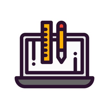  Dizüstü bilgisayar simgesinin vektör çizimi 