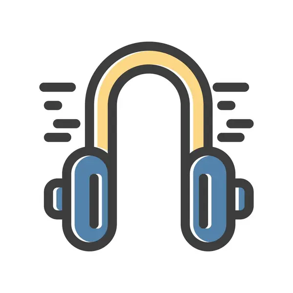 Icono Estilo Plano Auriculares Vector — Vector de stock