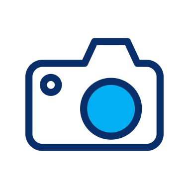 Beyaz arkaplanda vektör kameranın düz simgesi