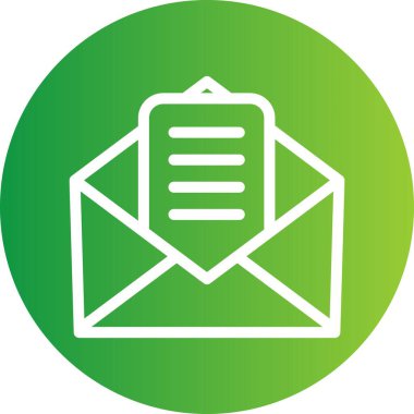 Beyaz arkaplan üzerindeki vektör e- posta düz simgesi