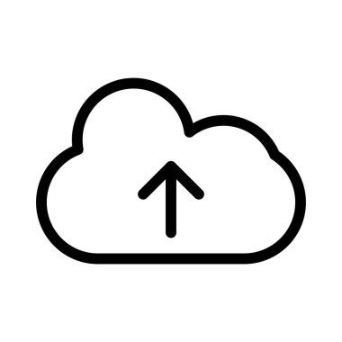 Siyah bulutlu çizgi simgesini beyaz arkaplanda yükle ve indir, vektör illüstrasyonu