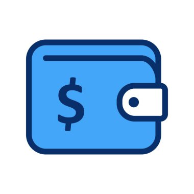 Beyaz arkaplanda vektör cüzdanı düz simgesi