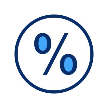 Beyaz arkaplanda vektör yüzdesi düz simgesi