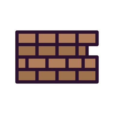 Beyaz arkaplanda siyah şekilli tuğla duvar simgesi var. Testere değirmeni sembolü çizimi.