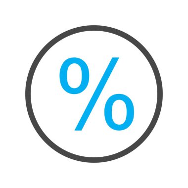 Beyaz arkaplanda vektör yüzdesi düz simgesi