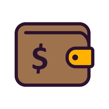 Beyaz arkaplanda vektör cüzdanı düz simgesi