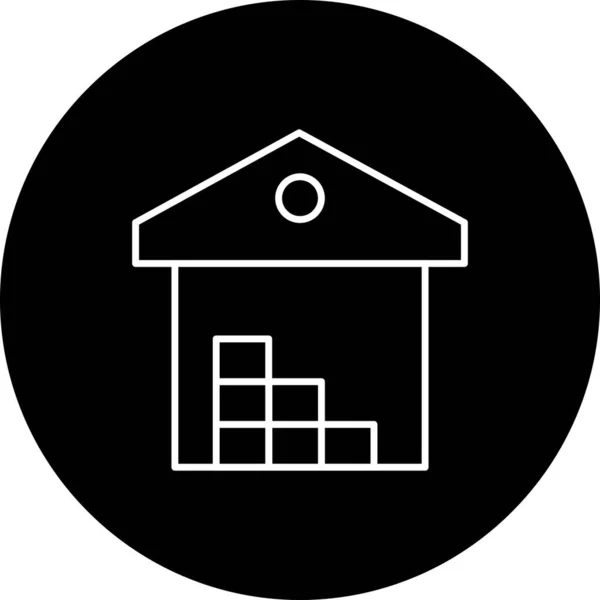 Casa Con Silhouette Nera Isolata Sul Bianco — Vettoriale Stock