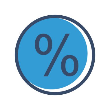 Beyaz arkaplanda vektör yüzdesi düz simgesi