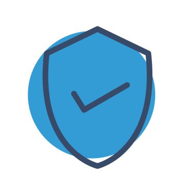 Beyaz arkaplan vektör illüstrasyonunda izole edilmiş düz stil kalkan simgesi