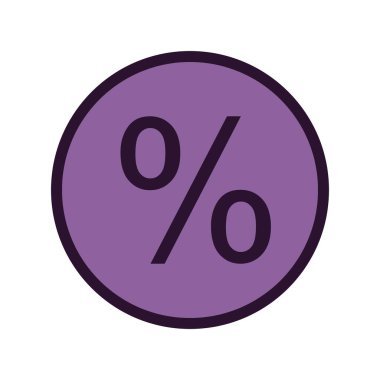 Beyaz arkaplanda vektör yüzdesi düz simgesi