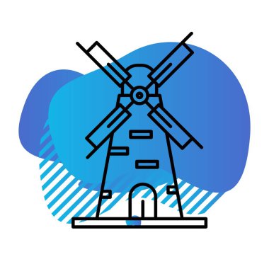Yel değirmeni simgesi beyaz arkaplanda izole edilmiş. vektör illüstrasyonu