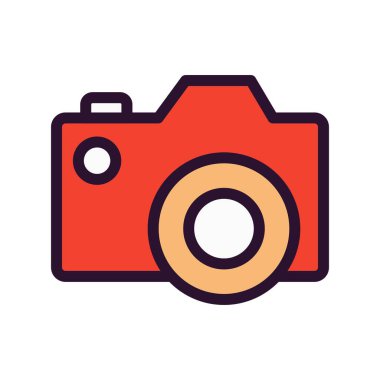 Beyaz arkaplanda vektör kameranın düz simgesi