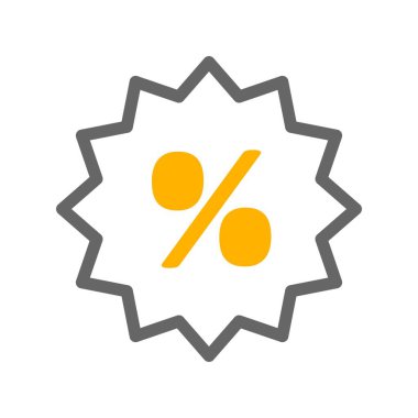 Beyaz arkaplanda vektör yüzdesi düz simgesi