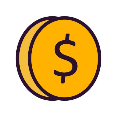 Beyaz arkaplanda sikke düz simgesi