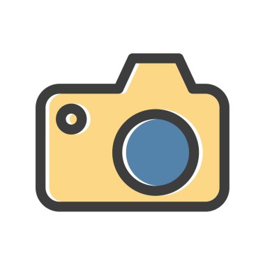 Beyaz arkaplanda vektör kameranın düz simgesi