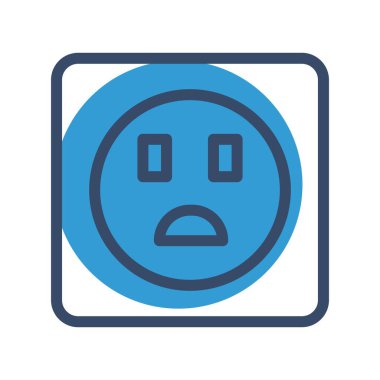 Gülümseyen mavi ve beyaz kare bir ikonun vektör çizimi