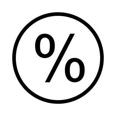 Beyaz arkaplanda vektör yüzdesi düz simgesi