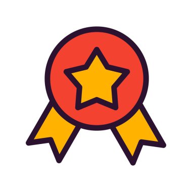 Beyaz arkaplanda düz stil madalya ikonu var. kalite sembolü çizimi.