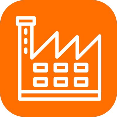 Turuncu arkaplanda fabrika simgesi