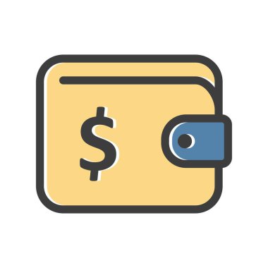 Beyaz arkaplanda vektör cüzdanı düz simgesi