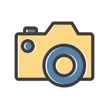 Beyaz arkaplanda vektör kameranın düz simgesi