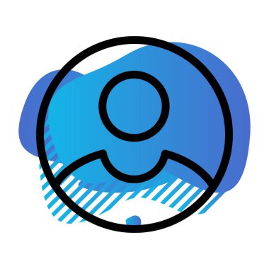 Mavi ve beyaz çizgi film ikonunun vektör çizimi