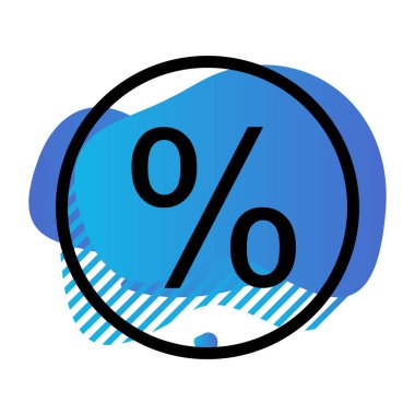 Beyaz arkaplanda vektör yüzdesi düz simgesi