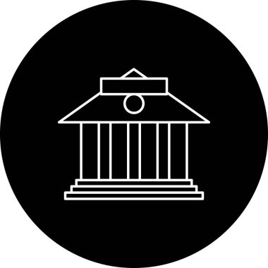 Banka binası simgesi vektör illüstrasyonu