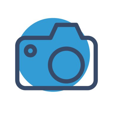 Beyaz arkaplanda vektör kameranın düz simgesi