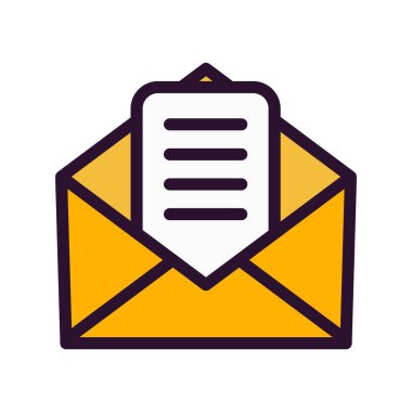 Beyaz arkaplan üzerindeki vektör e- posta düz simgesi