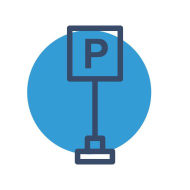 Otopark ikonu. Web için trafik vektör simgelerinin düz çizimi