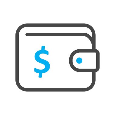 Beyaz arkaplanda vektör cüzdanı düz simgesi