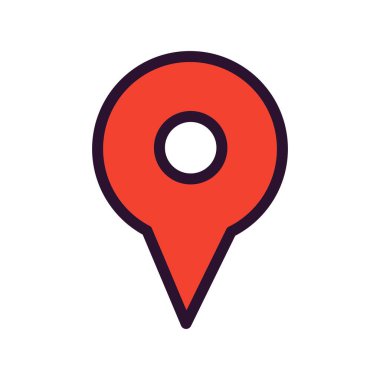 Beyaz arkaplanda vektör konumu düz simgesi