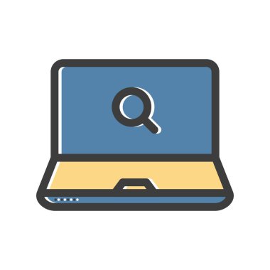 Beyaz arkaplanda dizüstü bilgisayar düz simgesi