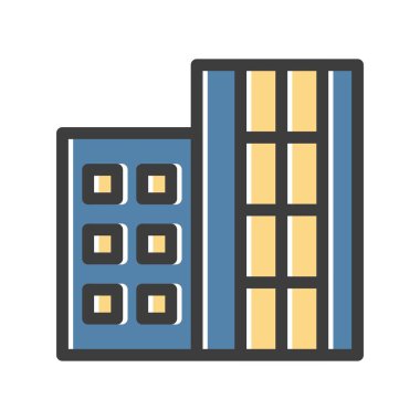 Düz biçimli bina simgesi beyaz arkaplanda izole