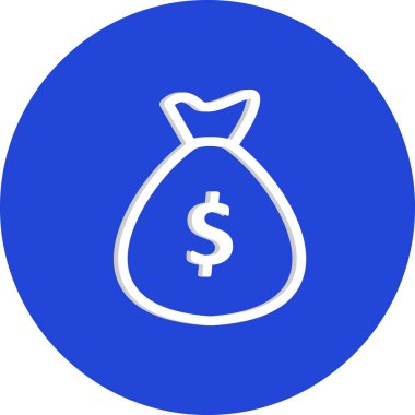 Beyaz arkaplan vektör illüstrasyonunda mavi çemberdeki dolar işareti simgesi