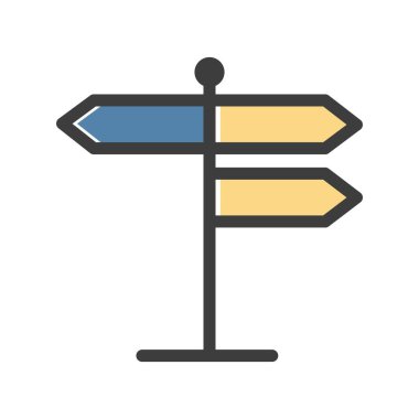 Beyaz arkaplanda vektör yönündeki düz simge