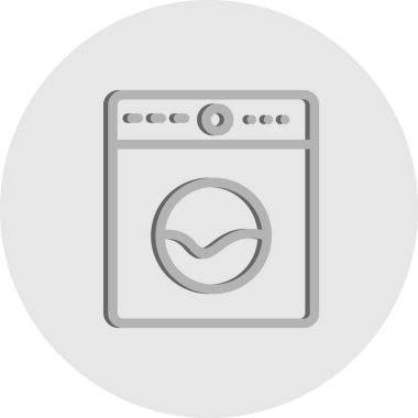 çamaşır makinesi simgesi, vektör illüstrasyonu