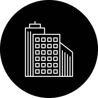 Siyah arkaplanda bina simgesi. vektör illüstrasyonu