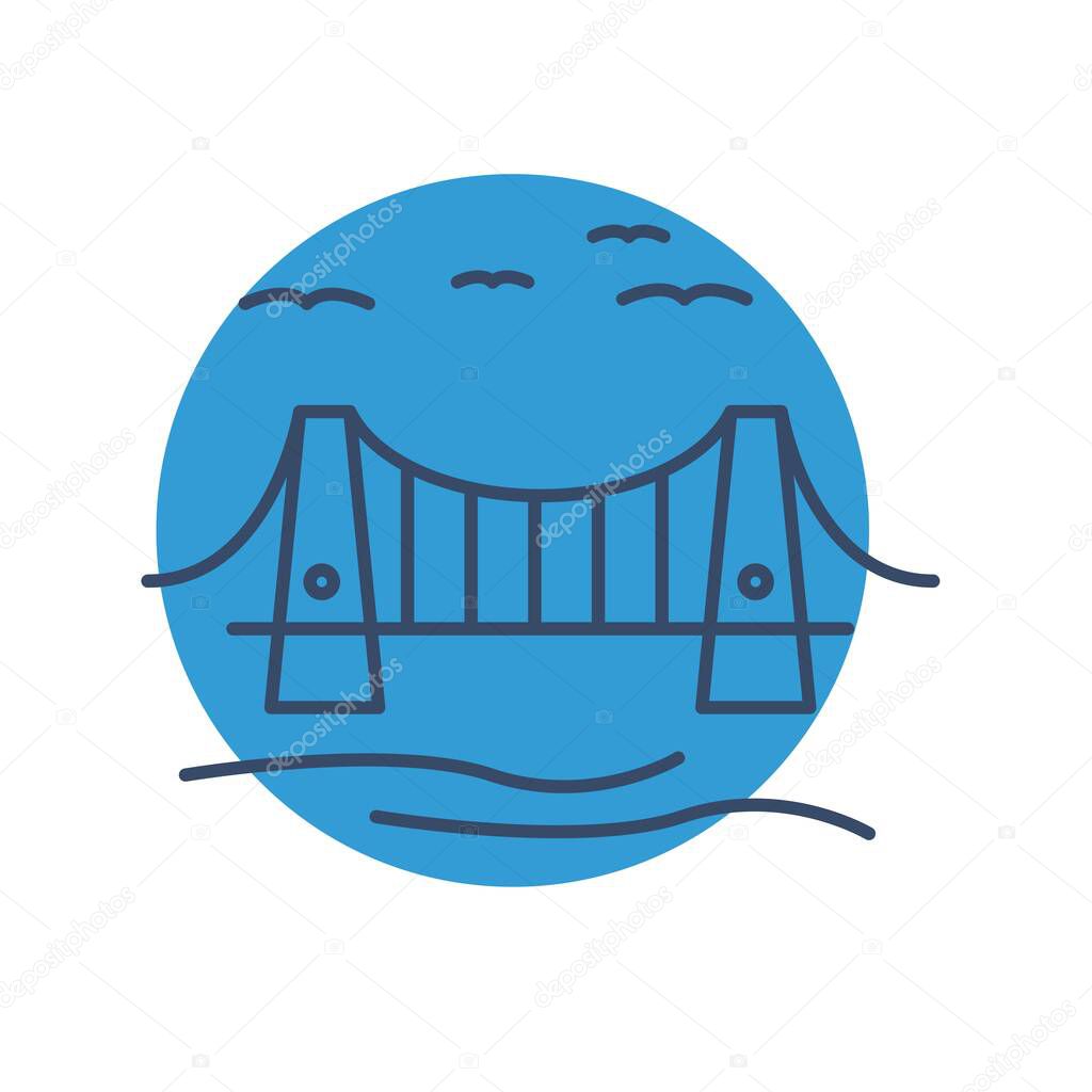 vector illustration of a blue and white icon of a boat
