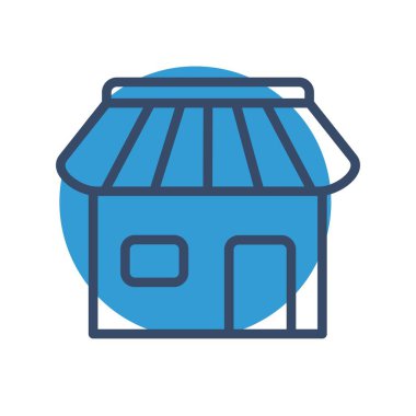 Beyaz arkaplanda izometrik biçimdeki dükkan simgesi