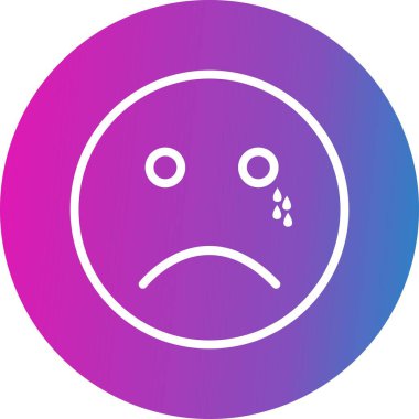 Ağlayan yüz simgesi, basit vektör çizimi