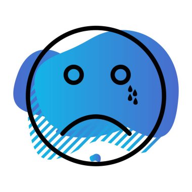 Ağlayan yüz simgesi, basit vektör çizimi