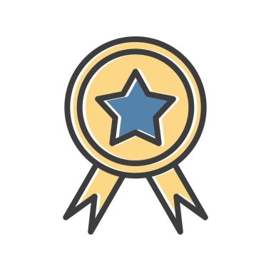 Beyaz arkaplanda düz stil madalya ikonu var. ödül sembolü vektör çizimi.