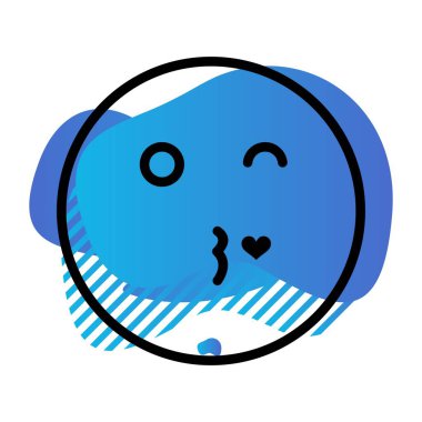 Öpücük yüz simgesi, basit vektör illüstrasyonu