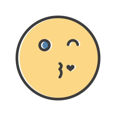 Öpücük yüz simgesi, basit vektör illüstrasyonu